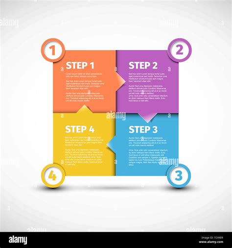 One Two Three Four Vector Paper Four Steps Cycle Progress Template