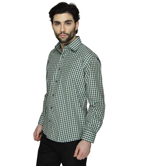 Cuffle Green Sport Checks Cotton Blend Full Sleeve Regular Fit Shirt