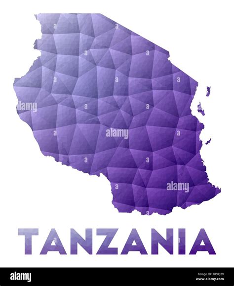 Map Of Tanzania Low Poly Illustration Of The Country Purple Geometric