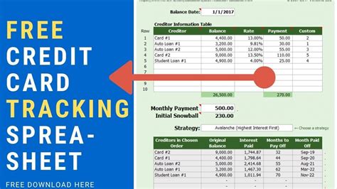 Credit Card Tracking Spreadsheet Template Free Download Youtube