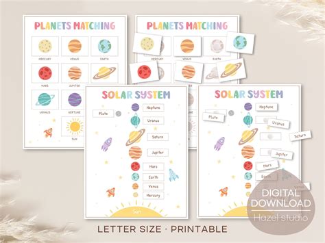 Solar System Matching Game Planets Activity Space Learning Etsy