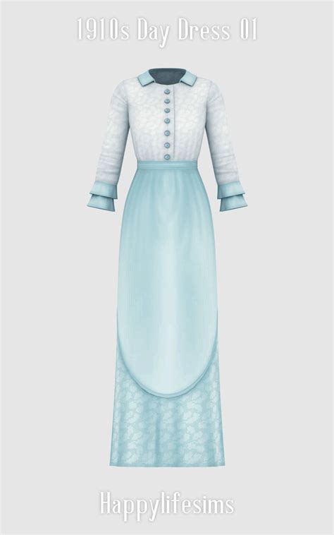 Lonelyboy TS4 1910s Day Dress 01 Sims 4 Dresses Sims 4 Sims 4