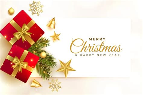 Conception De Voeux Réaliste Joyeux Noël Et Nouvel An Vecteur Gratuite