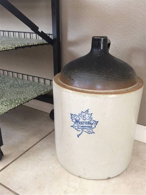 Antique Large Stoneware Jug Crock Gallon Western Stoneware