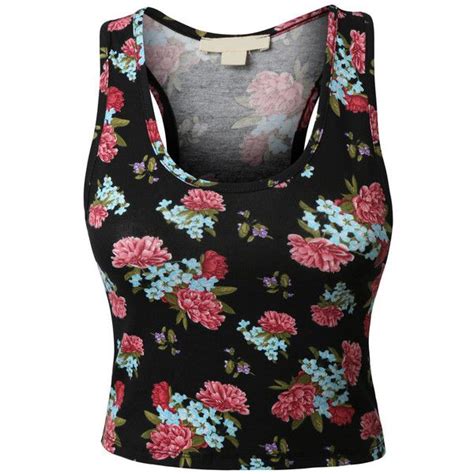 Le3no Womens Fitted Floral Print Sleeveless Crop Top With Stretch