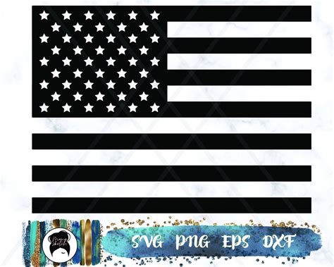 America Flag Svg Black and White Wall Art USA Flag Svg | Etsy