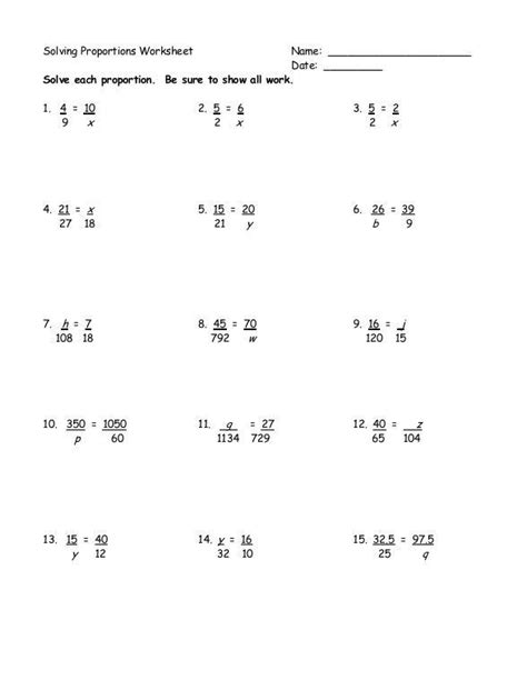 Simple Proportion Worksheet