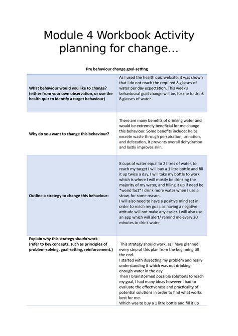 Module 4 Workbook Activity Module 4 Workbook Activity Planning For