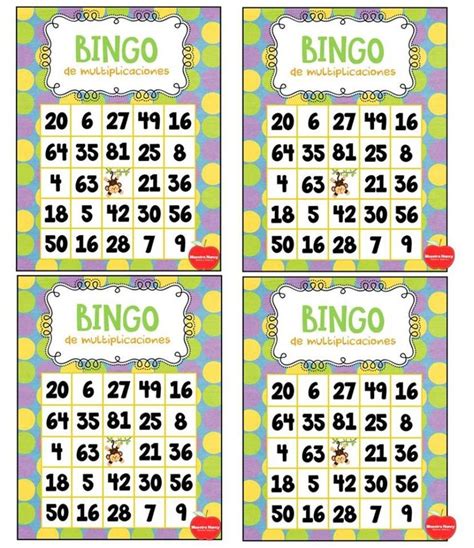 Fantástico bingo de las multiplicaciones Educación Primaria Tabla