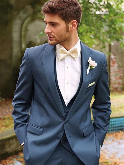 Dusty Blue Wedding Tuxedo Idea Deer Pearl Flowers