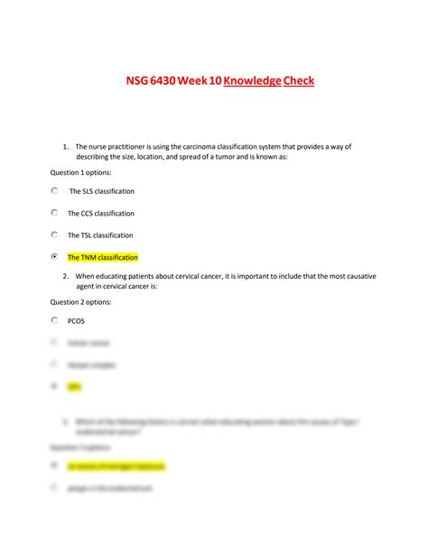 SOLUTION Nsg 6430 Week 10 Knowledge Check Studypool