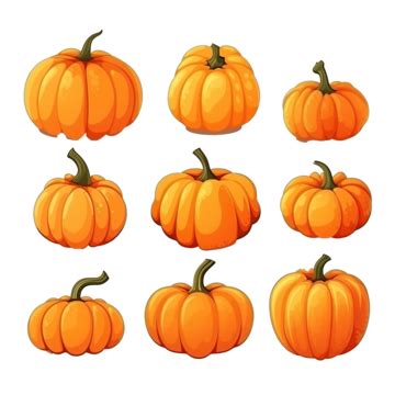 Pumpkin Halloween Orange Set Cartoon Vector Illustration Pumpkin