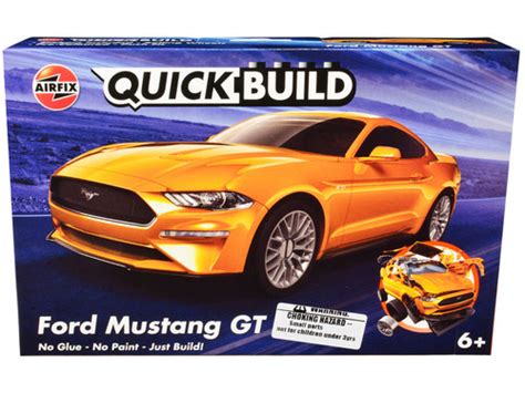 Skill 1 Model Kit Ford Mustang GT Orange Snap Together Model by Airfix Quickbuild - LIVECARMODEL.com