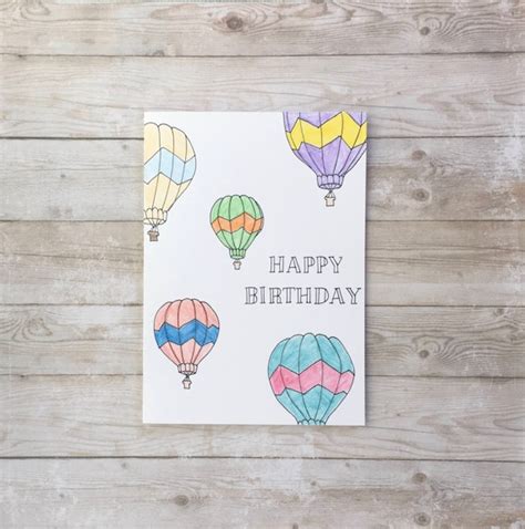 Hot Air Balloon Birthday Card Etsy