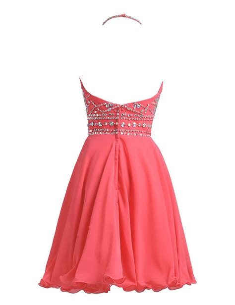 Belle House Women S Short Satin Prom Dresses Halter Homecoming Dresses