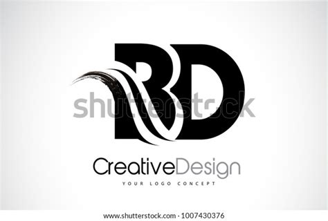 BD B D Creative Modern Black Letters Logo Design With Brush Swoosh