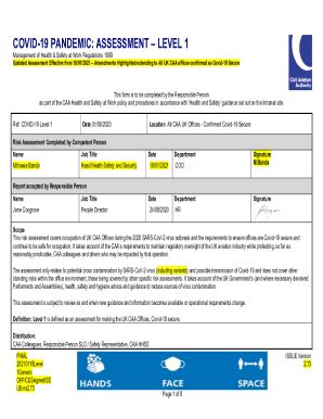 Fillable Online Risk Assessment Form General Form General Risk