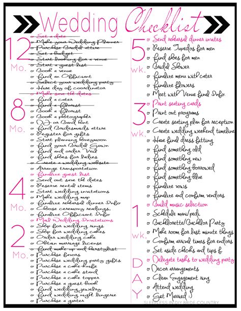 Free Printable Wedding Planner Checklist Includes Printables For Budgeting, Guest Lists ...