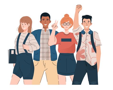 Grupo De Jóvenes Estudiantes Niñas Y Niños Felices Con Ropa Informal