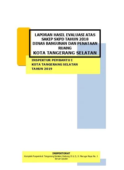 Laporan Hasil Evaluasi Atas Sakip Skpd Tahun 2018 Dinas Bangunan Dan Penataan Ruang