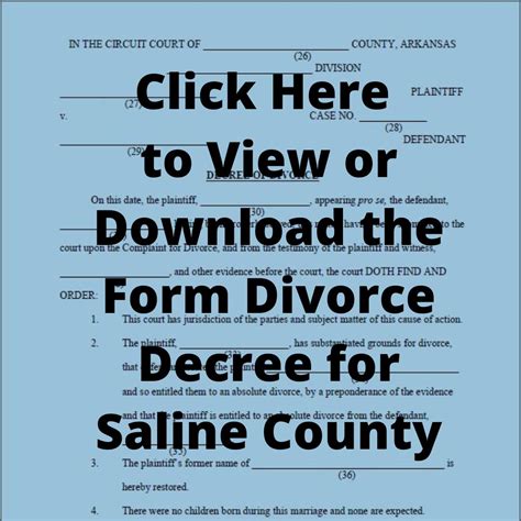 Form Divorce Decree For Saline County Arkansas Access To Justice