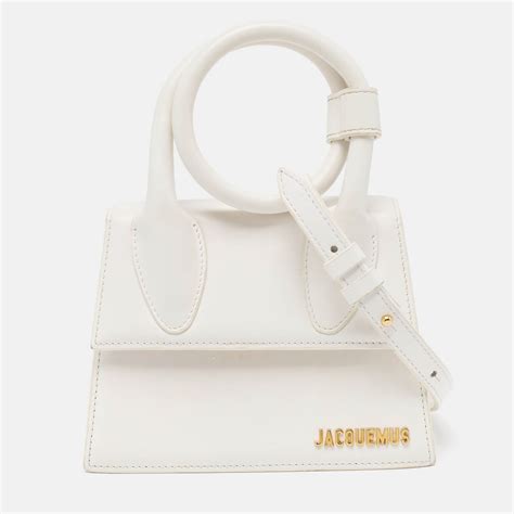 Jacquemus White Leather Le Chiquito Noeud Top Handle Bag Jacquemus