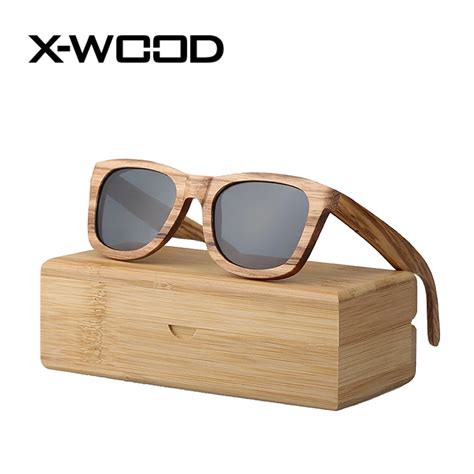 X WOOD Zebra Wood Polarized Sunglasses Men Women Vintage Designer