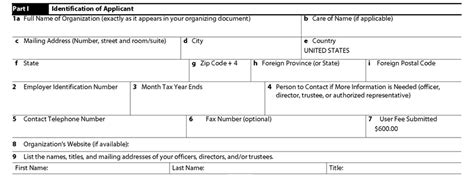 Form 1023 Instruction Part I 1 Identification Of Applicant