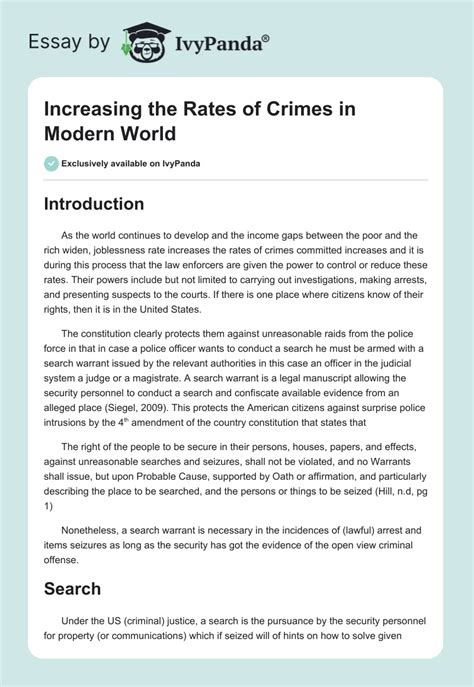 Increasing The Rates Of Crimes In Modern World 1157 Words Essay Example