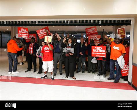 A Group Rallies Outside A Mcdonalds Restaurant At The Empire State