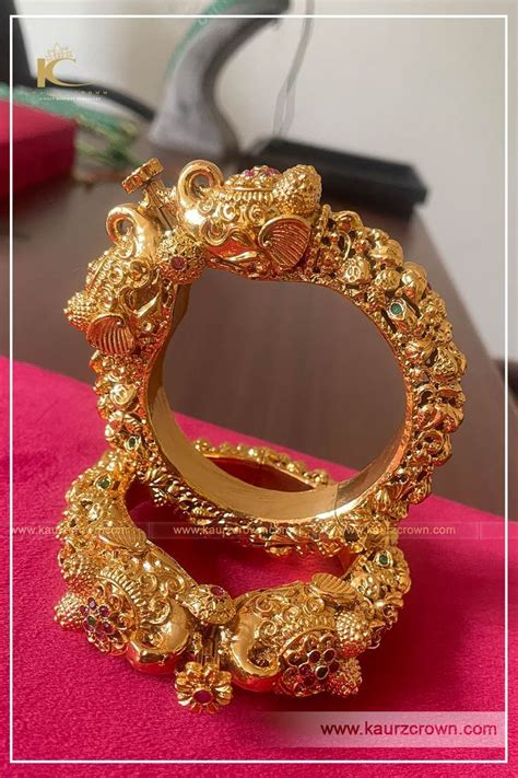 Surmai Traditional Antique Gold Plated Bangles In 2023 Gold Jewelry