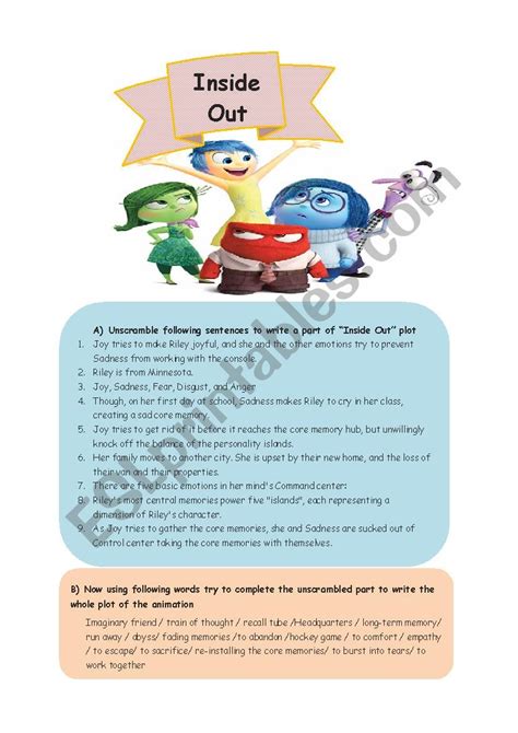 Inside Out Movie Worksheets