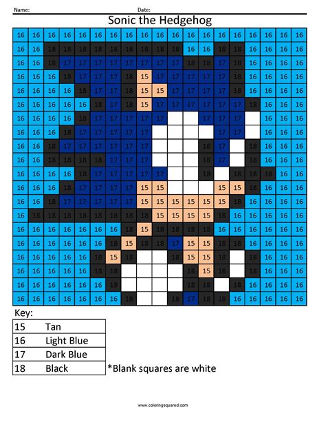 Sonic Color By Number Printable