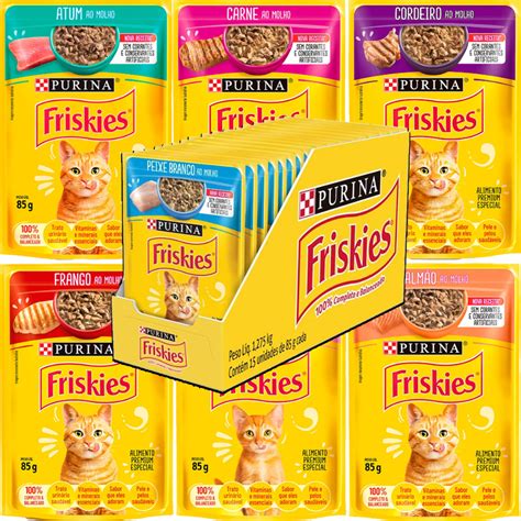 Sache Friskies É Bom - Ração Úmida Nestlé Purina Friskies Sachê para Gatos 85g Caixa Fechada ...