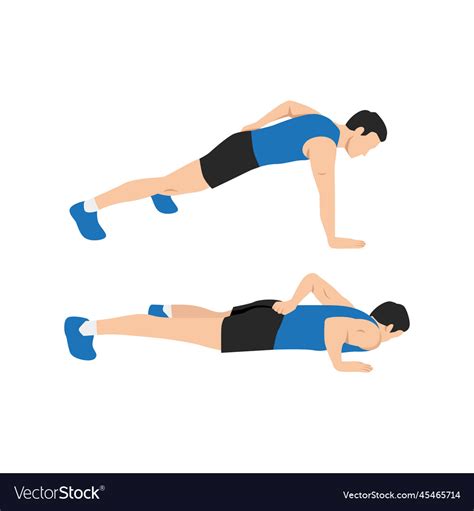 Man Doing Single Arm Push Up Flat Royalty Free Vector Image