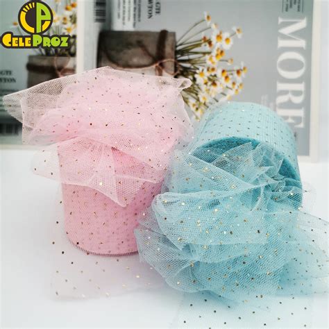 Ruban Paillettes En Tulle Dor Cm Yards Maille Organza