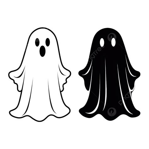 Two Vector Cartoon Ghosts Sticker Halloween Characters For Decoration Silhouette Of Two Ghosts