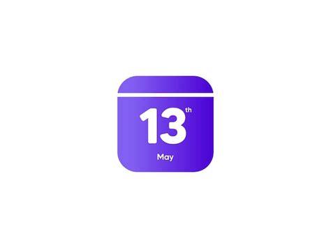 13 de mayo calendario fecha mes icono con color degradado diseño plano