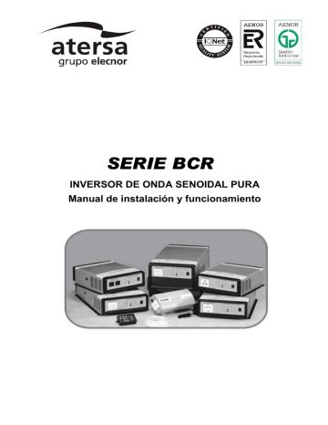 Elecnor Atersa Bcr Serie Instrucciones De Operaci N Manualzz