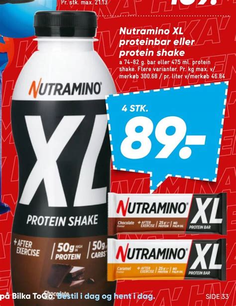 Nutramino XL Proteinbar Eller Protein Shake Tilbud Hos Bilka