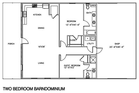 Barndominium Floor Plans 2 Bedroom Floorplansclick