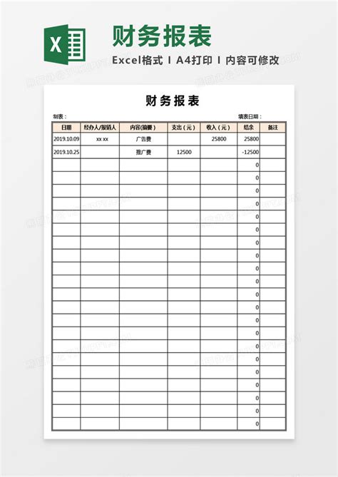 简洁实用财务报表excel模板下载熊猫办公