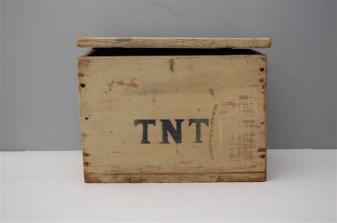 Antique Tnt Box Wooden Storage Bin With Lid Farmhouse White Etsy