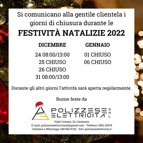 Avviso Chiusura Per Festivit Natalizie Polizzese Elettricit