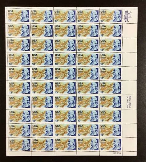 Benjamin Franklin And Map Mnh C Sheet Of Fv Issued