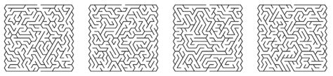 Kinderspiele Satz Quadratischer Labyrinthe Mit Dreieckigen Zellen