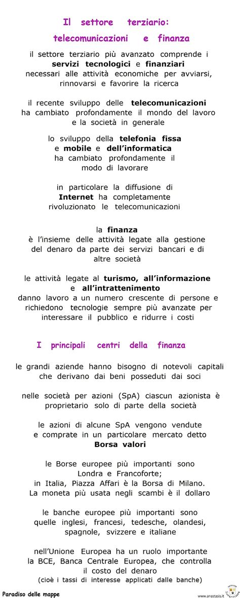 Paradiso Delle Mappe Il Settore Terziario Telecomunicazioni E Finanza