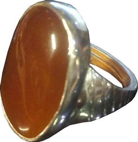 Yellow Adjustable Aldomin Orange Hakik Agate Ring In 925 Sterling