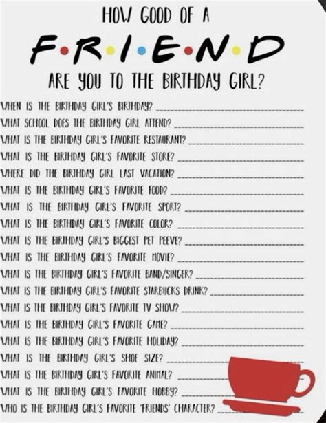 Birthday Game Activity Quiz Who Knows The Birthday Girl Best Etsy Artofit