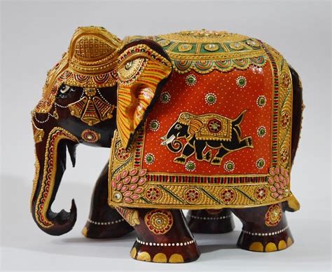 Multicolor Shrinath Art Gallery Wooden Painted Elephant 8 Inch For